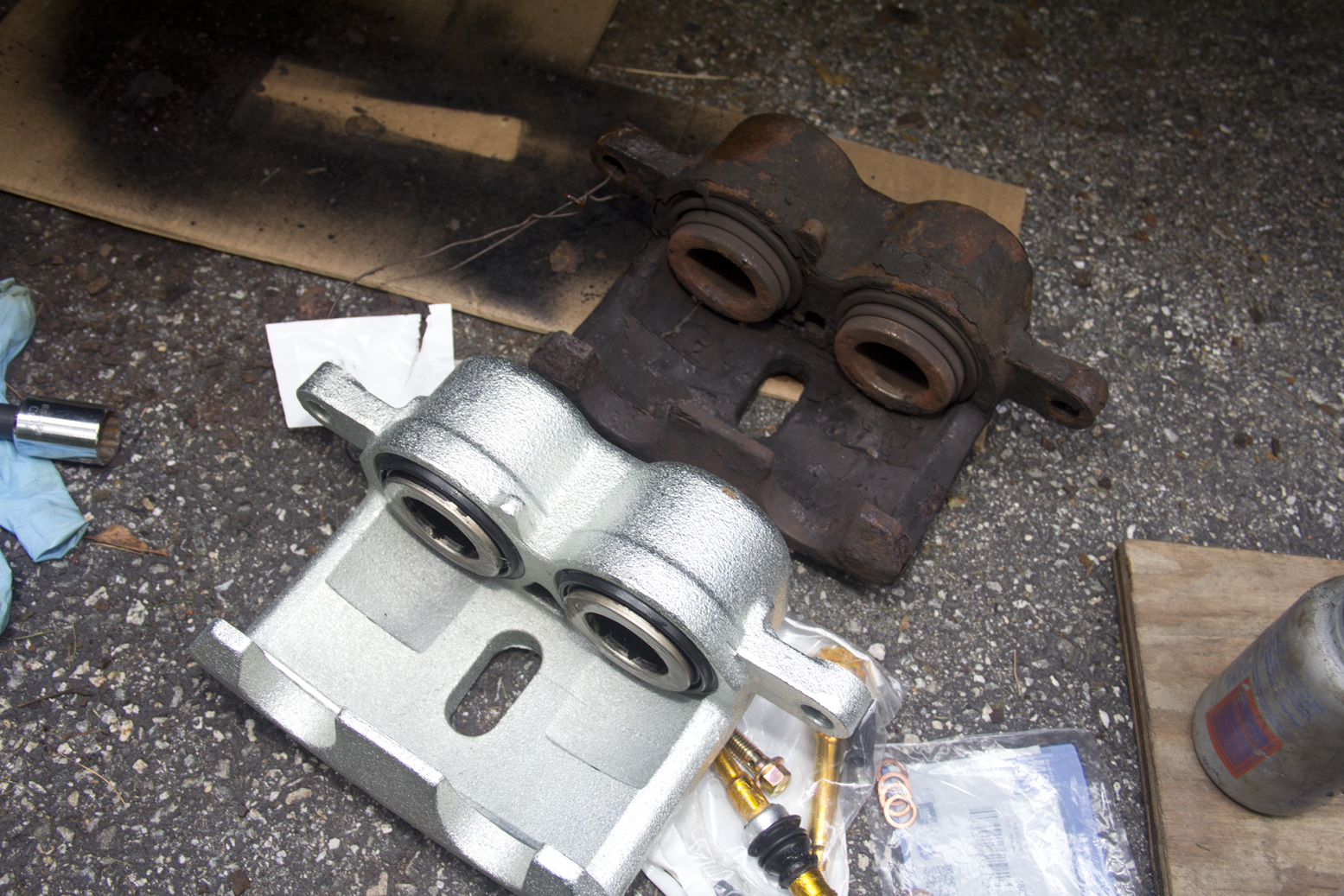 Calipers before and after.