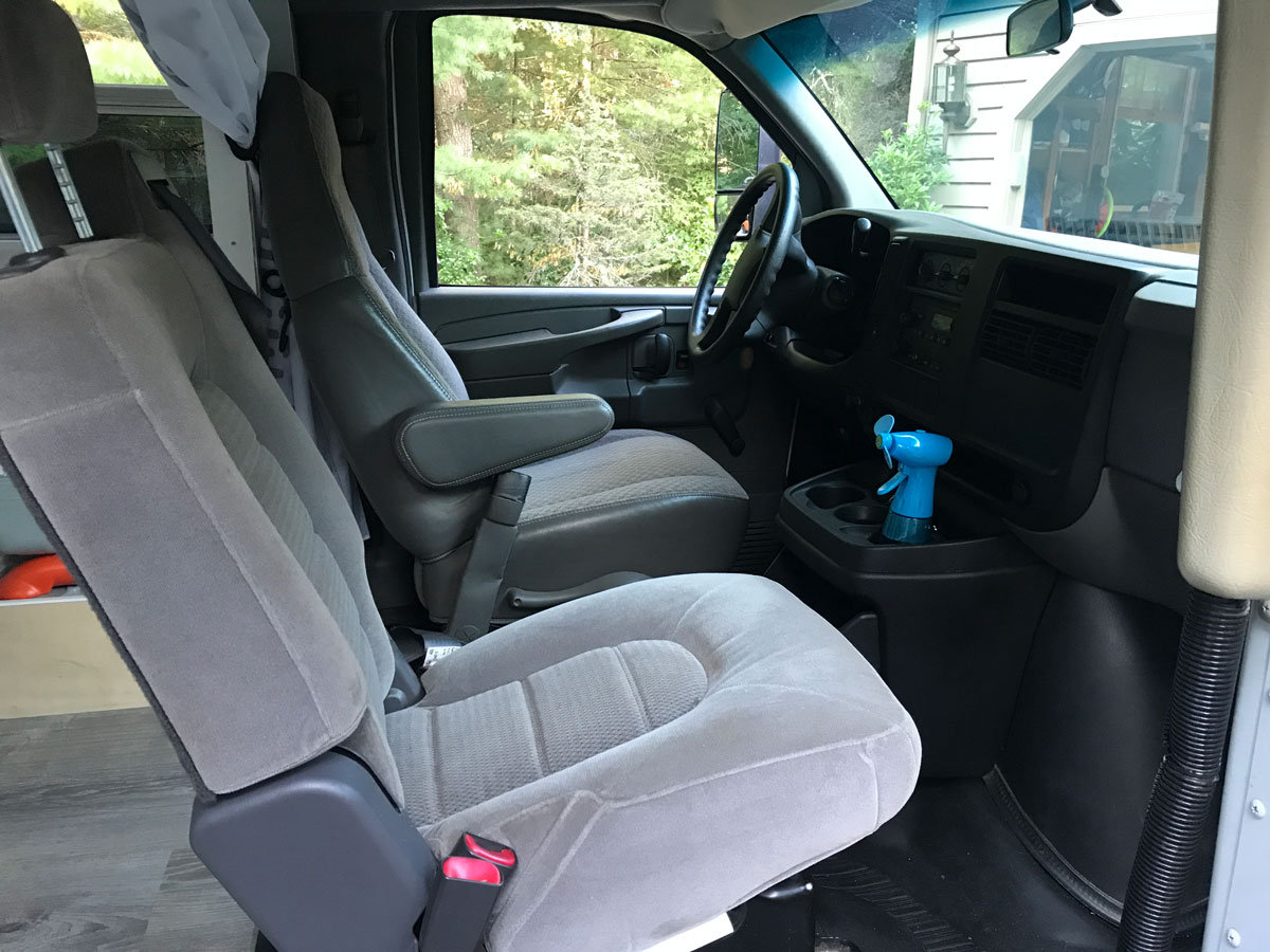 The final seat mounted in the bus.