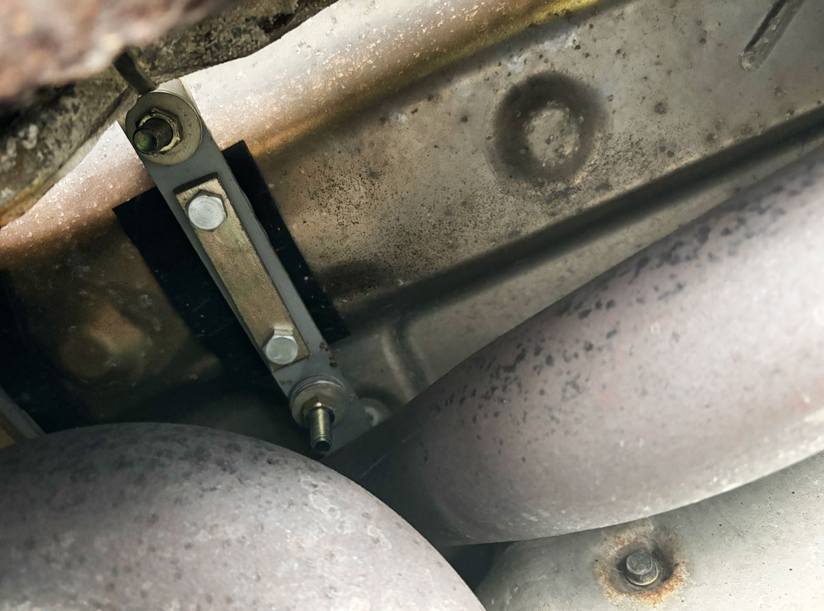 Undercarriage shot of bolts and the like.