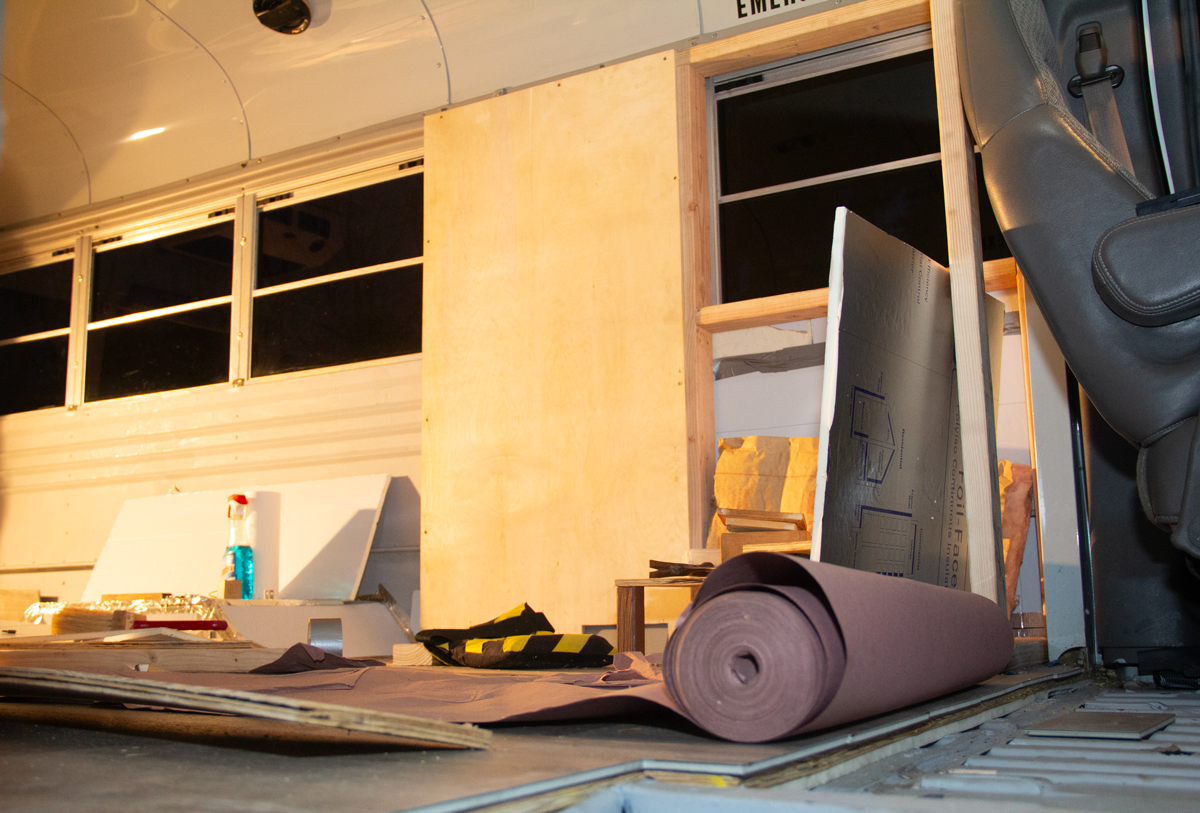 Piece of paneling on back wall. 