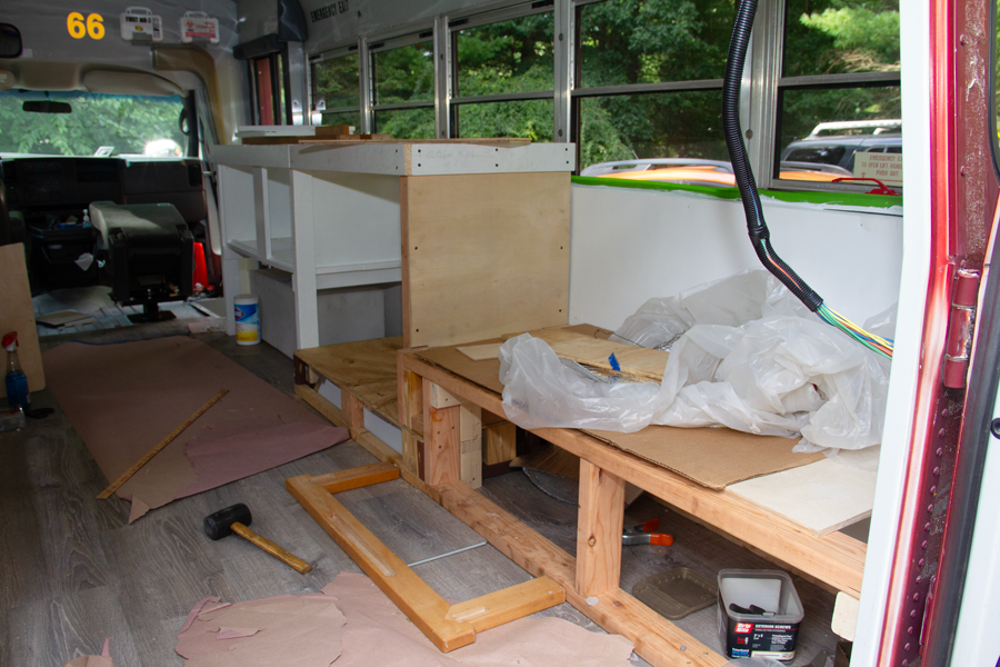 Finishing the counter space.