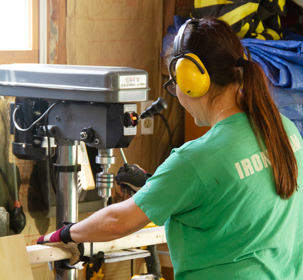 Countersinking holes in sideways studs.