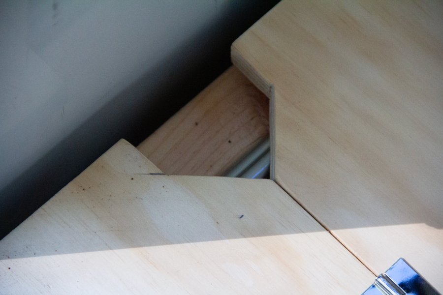 Weird angle cut to fit weird bus angle.