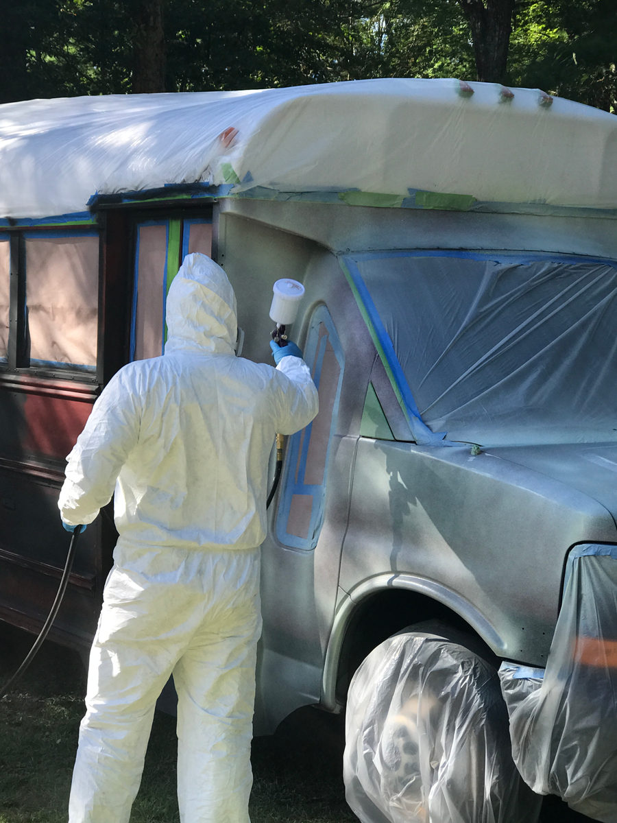 Spraying the final color.