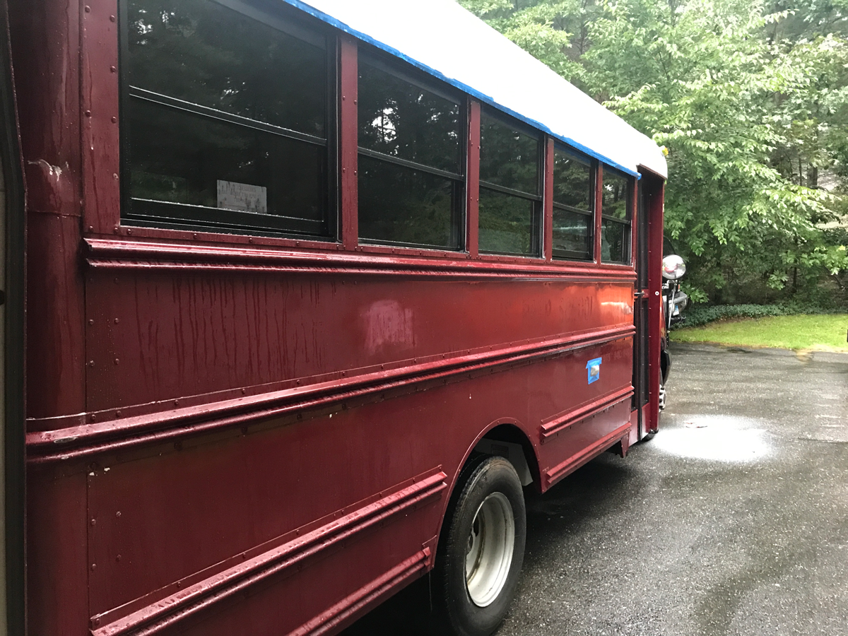 Stickers removed from bus. 