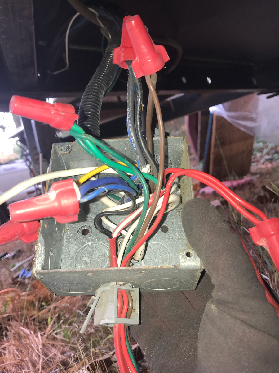 A mess of trailer connector wires.